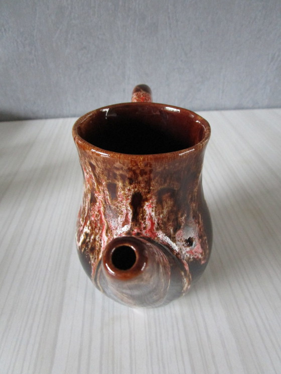 Image 1 of Vallauris Coffee Service - Red Pink And Brown Enameled Terracotta (Circa 1950)