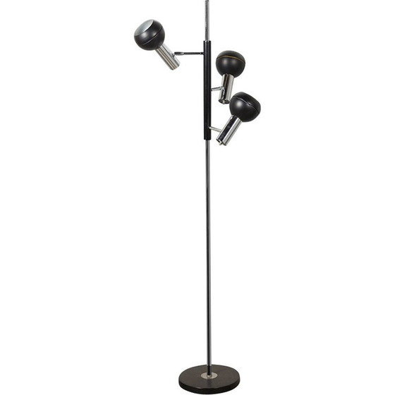 Image 1 of Vintage black and chrome adjustable floor lamp with shade by Wilko, 1970