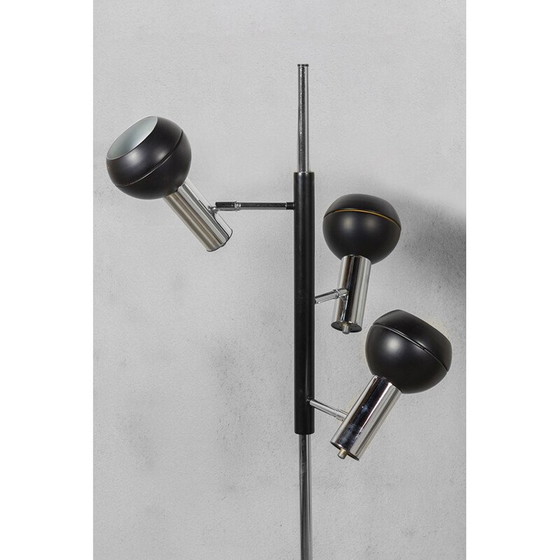 Image 1 of Vintage black and chrome adjustable floor lamp with shade by Wilko, 1970