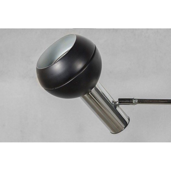 Image 1 of Vintage black and chrome adjustable floor lamp with shade by Wilko, 1970