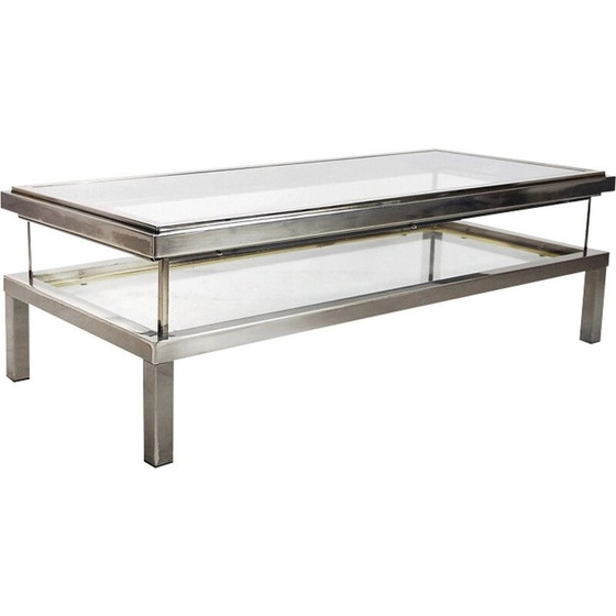 Image 1 of Vintage coffee table with glass cabinet by Maison Jansen, France 1970