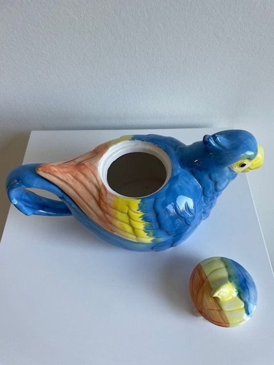 Image 1 of Teapot Parrot - Handpainted Glazed Ceramic