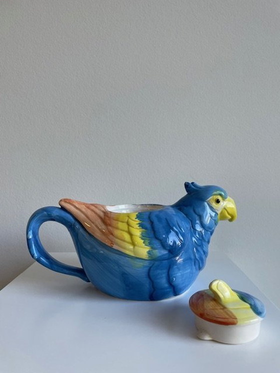 Image 1 of Teapot Parrot - Handpainted Glazed Ceramic