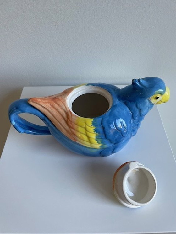 Image 1 of Teapot Parrot - Handpainted Glazed Ceramic