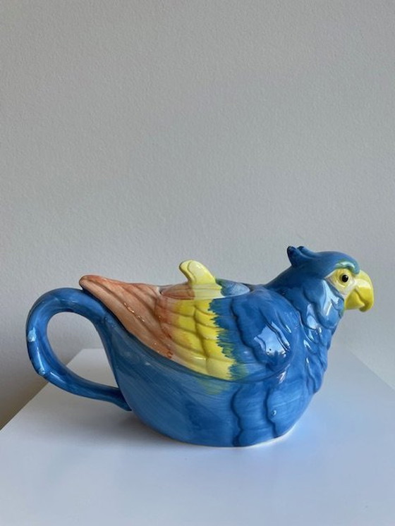 Image 1 of Teapot Parrot - Handpainted Glazed Ceramic