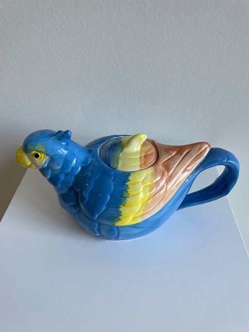 Teapot Parrot - Handpainted Glazed Ceramic