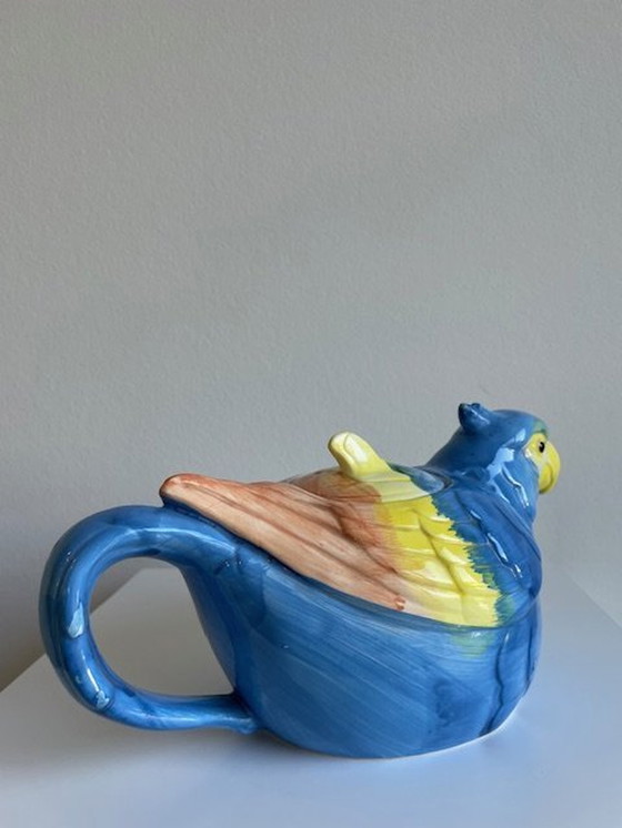 Image 1 of Teapot Parrot - Handpainted Glazed Ceramic