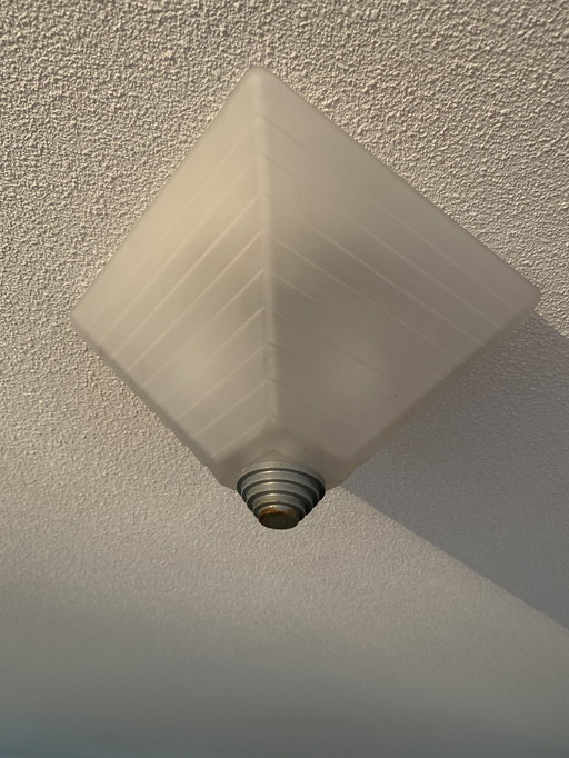 Frosted Glass Pyramid-Shaped Flush Ceiling Light - Set Of 3