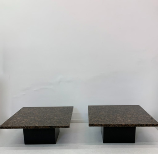 Set of 2 granite coffee / side tables, 1980’s