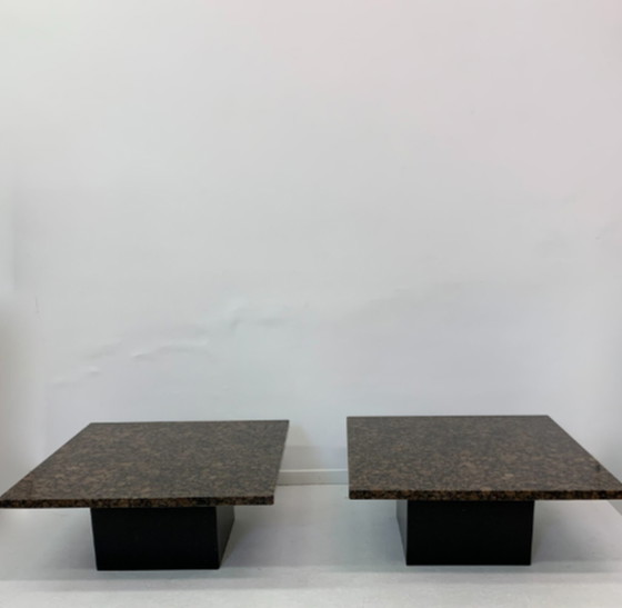 Image 1 of Set of 2 granite coffee / side tables, 1980’s