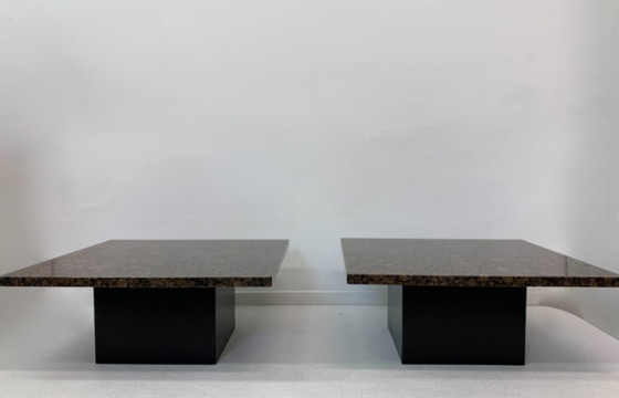 Image 1 of Set of 2 granite coffee / side tables, 1980’s