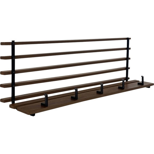 Vintage teak and aluminum coat rack, 1960