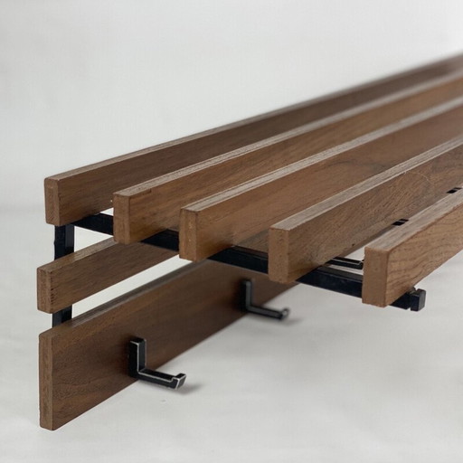 Vintage teak and aluminum coat rack, 1960