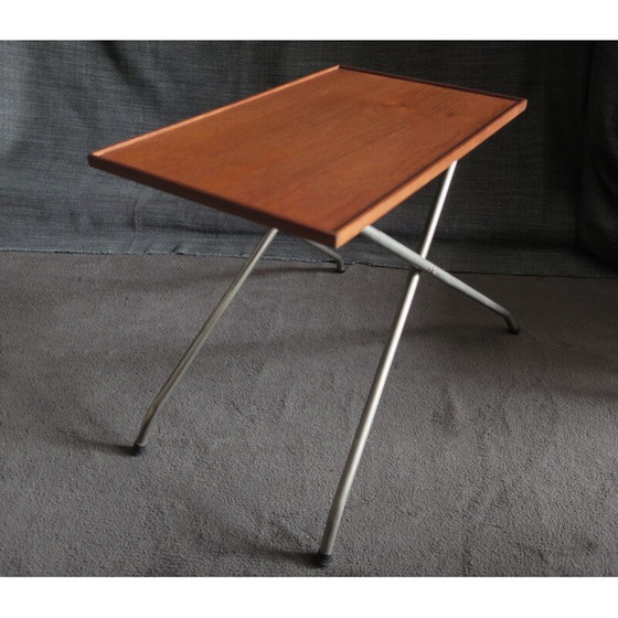 Image 1 of Vintage Danish Teak and Aluminium Adjustable Table 1960s