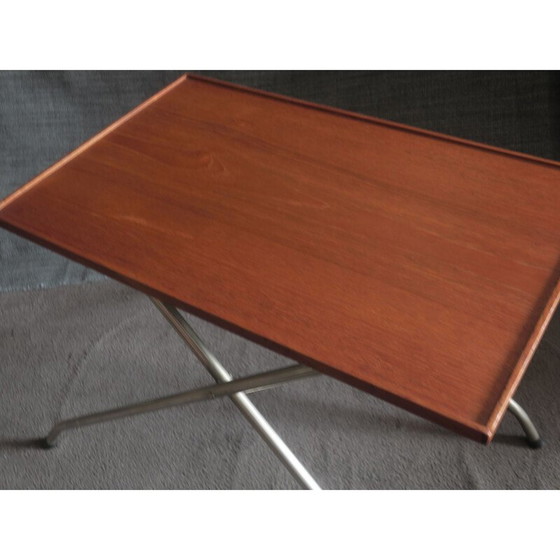 Image 1 of Vintage Danish Teak and Aluminium Adjustable Table 1960s