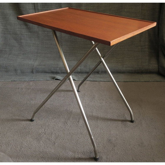 Image 1 of Vintage Danish Teak and Aluminium Adjustable Table 1960s