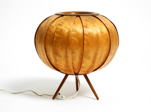 Large 1960S Czech Wood Veneer Tripod Lamp By Stanislav Kučera For Úluv