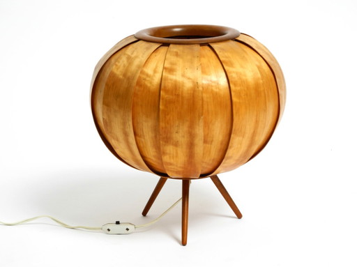 Large 1960S Czech Wood Veneer Tripod Lamp By Stanislav Kučera For Úluv