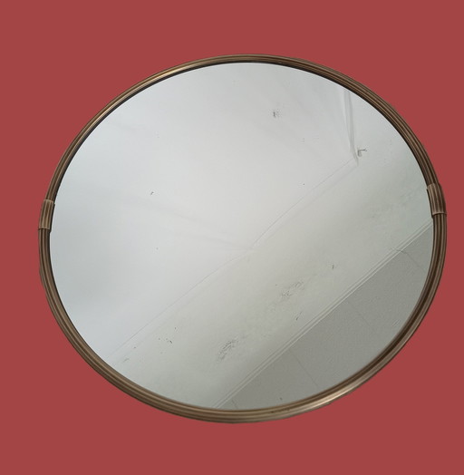 Round Sixties Mirror With Bronze Edge