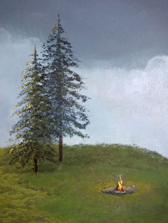 Image 1 of Quiet Fire By Byron Ray Oil Painting