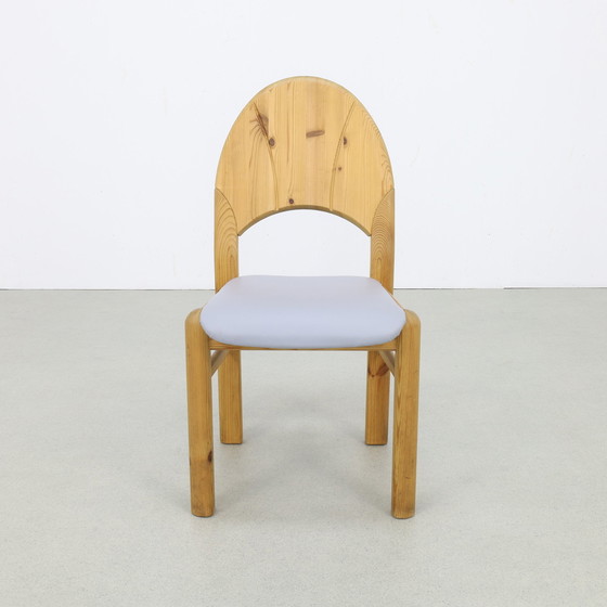 Image 1 of 4x Chaise de salle à manger brutaliste en pin, 1970