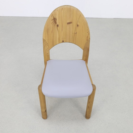 Image 1 of 4x Brutalist dining chair in pine, 1970s