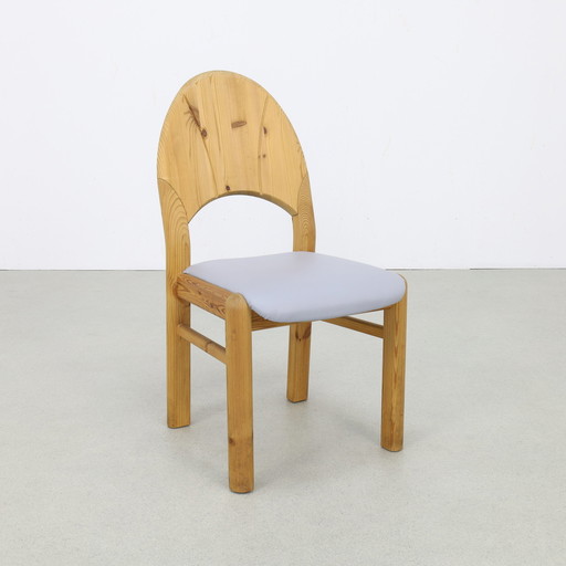 4x Chaise de salle à manger brutaliste en pin, 1970