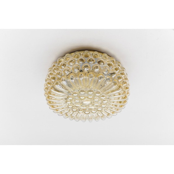 Image 1 of Lampada da soffitto vintage in vetro ambrato a bolle, 1960