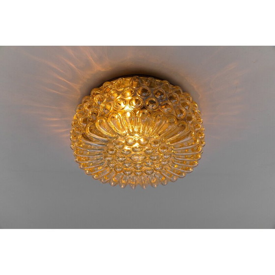 Image 1 of Lampada da soffitto vintage in vetro ambrato a bolle, 1960