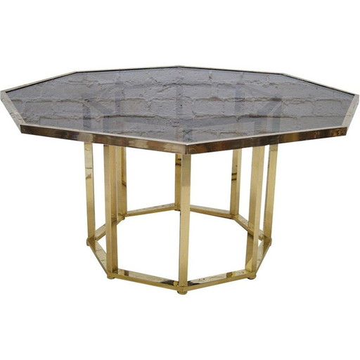 Vintage brass and glass coffee table by Romeo Rega, Italy 1970