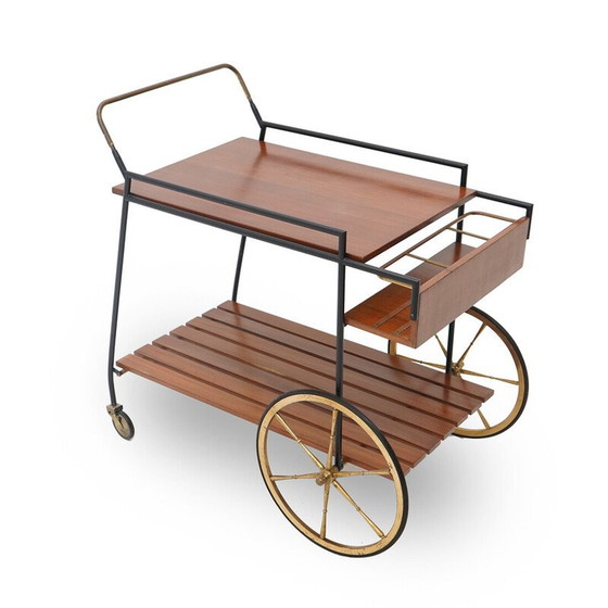Image 1 of Vintage food server in metal and teak, Italy 1960