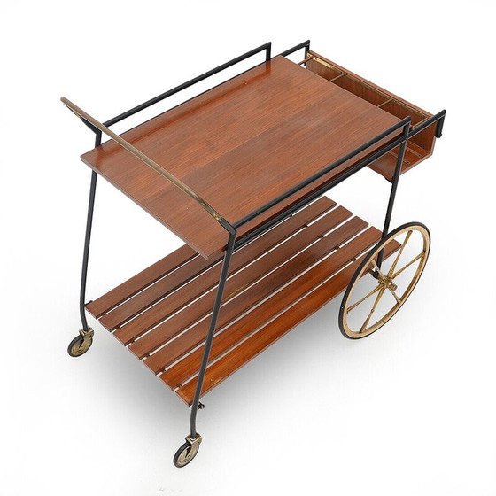 Image 1 of Vintage food server in metal and teak, Italy 1960
