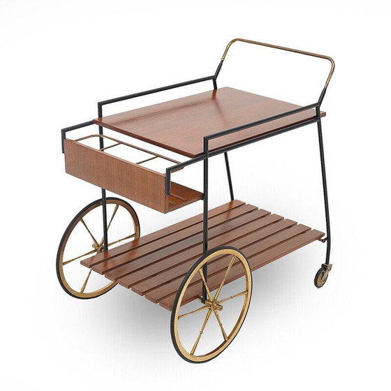 Image 1 of Vintage food server in metal and teak, Italy 1960