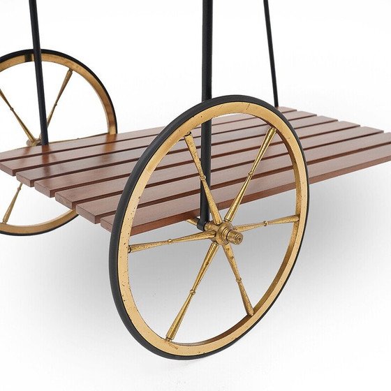 Image 1 of Vintage food server in metal and teak, Italy 1960