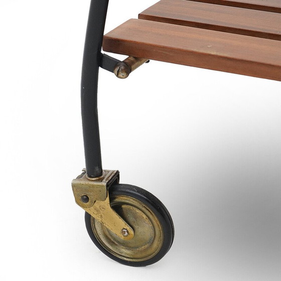 Image 1 of Vintage food server in metal and teak, Italy 1960