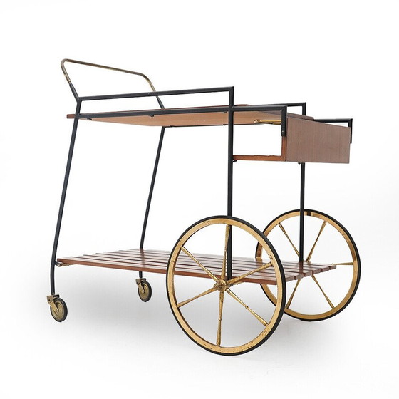 Image 1 of Vintage food server in metal and teak, Italy 1960