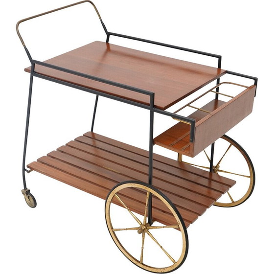 Image 1 of Vintage food server in metal and teak, Italy 1960