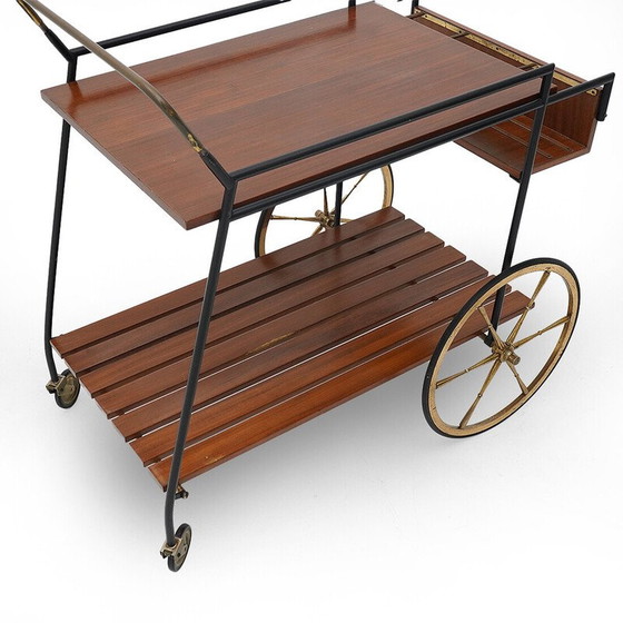 Image 1 of Vintage food server in metal and teak, Italy 1960