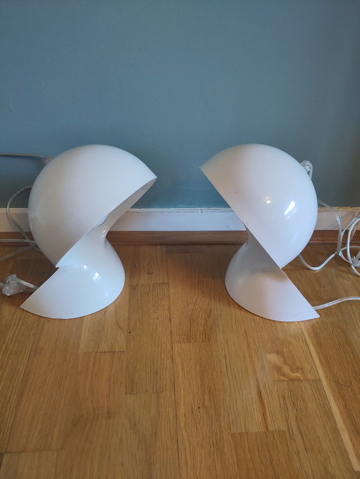 Set Of 2 White Dau Lamps From Artemide