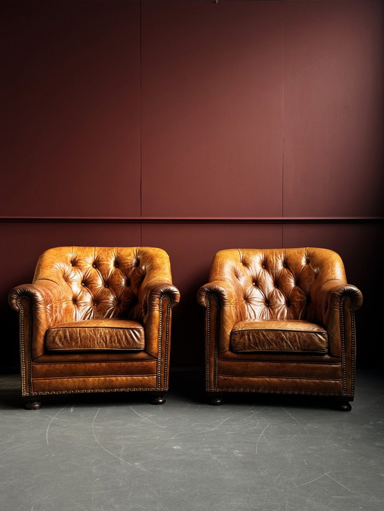 Image 1 of 2x Chesterfield armchairs