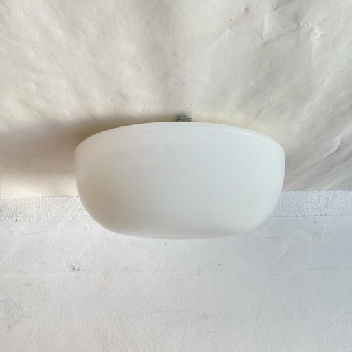 Large Half Spherical Half Moon Wall Light 25 Cm White Opaline Glass 1960 1970