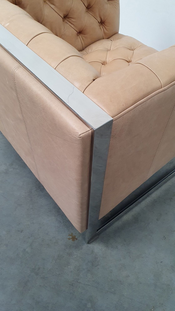 Image 1 of chesterfield no.2 fauteuil vintage design cuir beige camel modèle cube