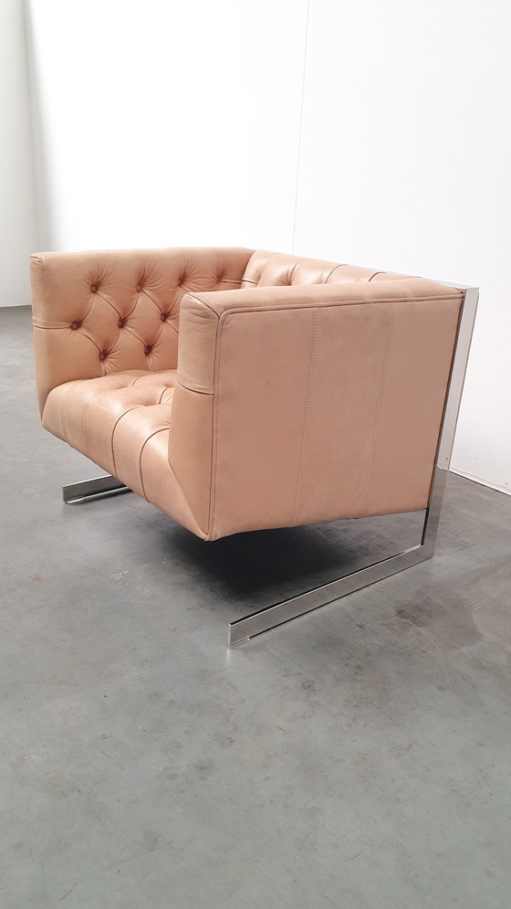 Image 1 of chesterfield no.2 fauteuil vintage design cuir beige camel modèle cube