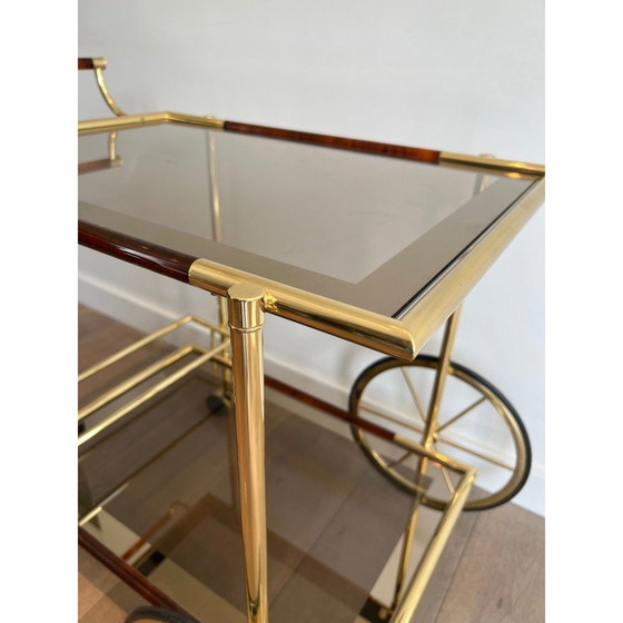 Image 1 of Vintage rolling table in brass and orange-red celuloid
