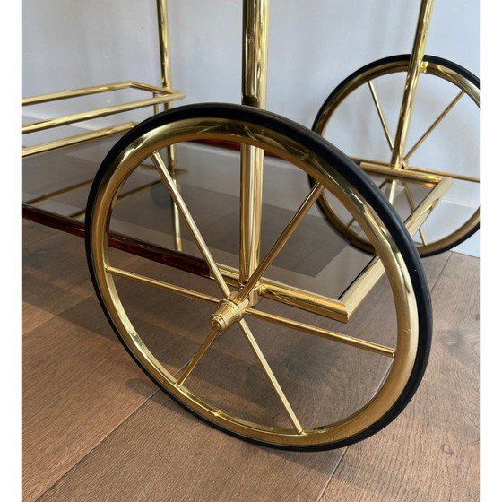 Image 1 of Vintage rolling table in brass and orange-red celuloid