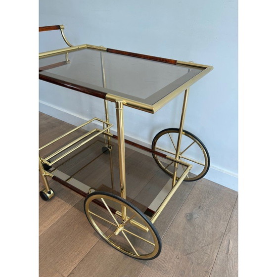 Image 1 of Vintage rolling table in brass and orange-red celuloid