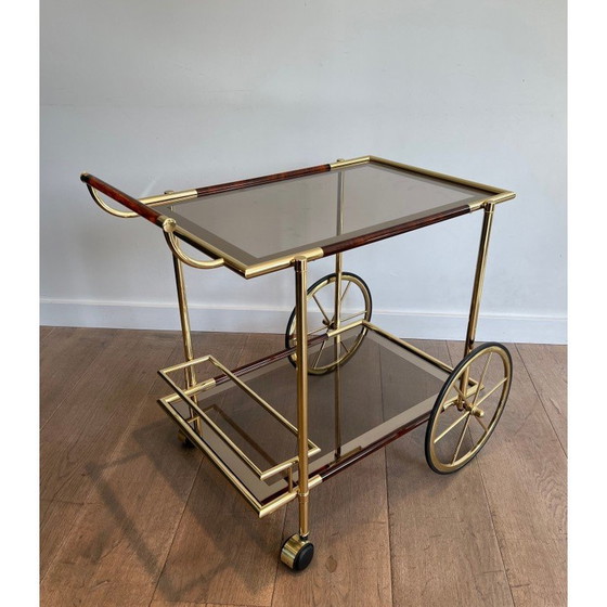 Image 1 of Vintage rolling table in brass and orange-red celuloid