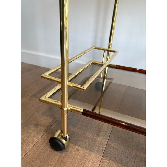 Image 1 of Vintage rolling table in brass and orange-red celuloid
