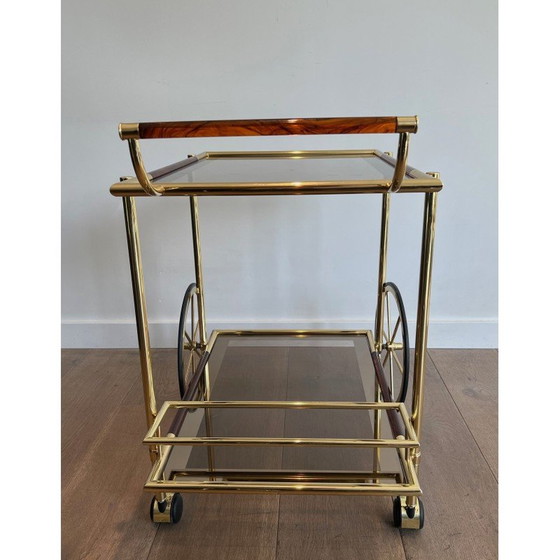 Image 1 of Vintage rolling table in brass and orange-red celuloid