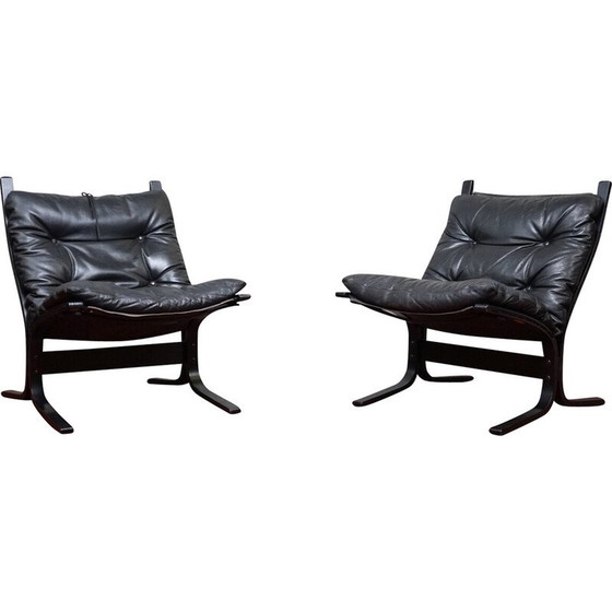 Image 1 of Vintage Siesta aniline leather armchairs by Ingmar Relling for Westnofa, Norway 1970
